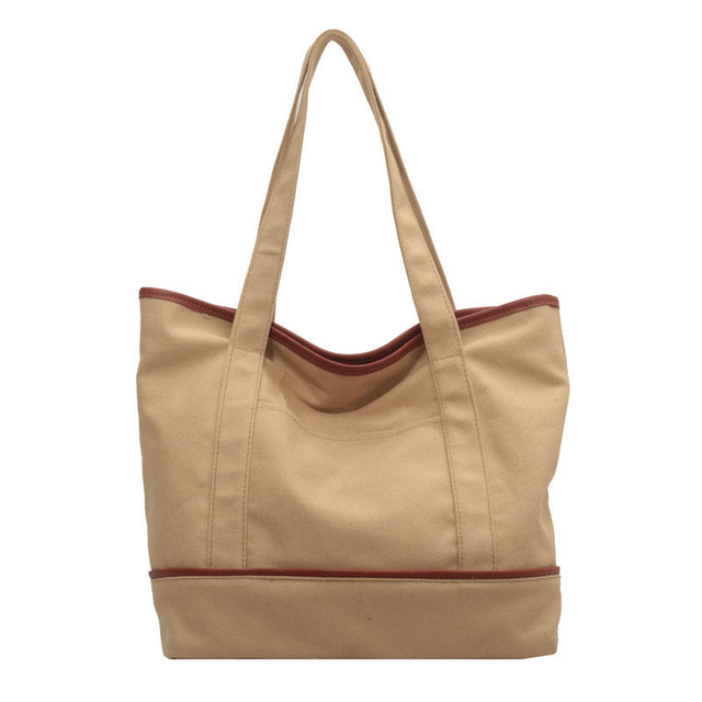 Wholesale Eco Friendly Custom Shoulder Tote Women Canvas Sublimation Blank Shoulder Shopping Bag with Inside Pockets