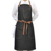 heavy duty black canvas check apron with adjustable neck strap and pockets professional kitchen cooking bib apron