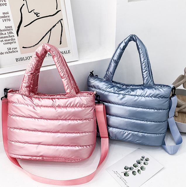 customized lightweight quilted puffer tote bag women lady puffy hand bag warm winter quilted crossbody bags