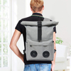 Customized Stylish Roll Top Travel Backpack With Build In Speakers Daily Men Women Day Pack
