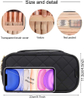 Quilted Waterproof Nylon Makeup Brush Storage Holder Cosmetic Travel Toiletry Bag Two Way Zipper Close with Adjustable Divider