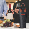 Promotion Custom Logo 1 Bottle Felt Wine Tote Bag, Portable Wine Carrier Bag with Leather Handle