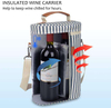 Striped Customized Logo Picnic Camping Travel 2 Bottle Thermal Wine Insulated Carrier Tote Bag Portable Cooler Wine Bag