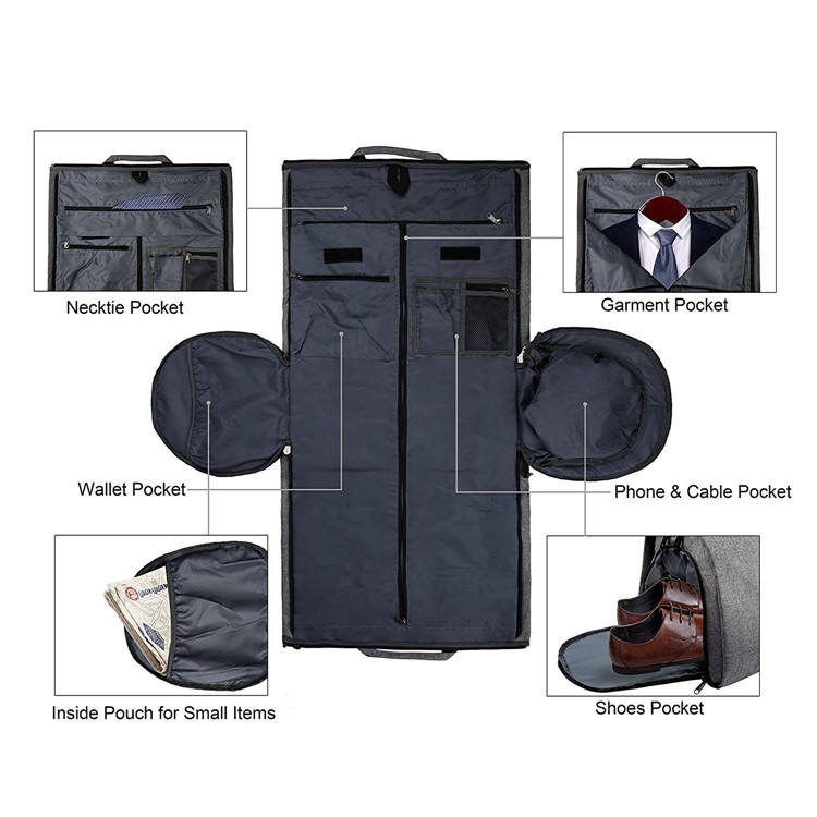 Premium Convertible Foldable Trip Travel Carry-on Duffle Garment Bag Cover Luxury Custom Suit Travel Duffel Bag
