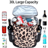 large space 24 cans wine bottle insulation lightweight cooler compartment leopard print custom backpack cooler bag