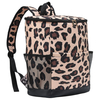 large space 24 cans wine bottle insulation lightweight cooler compartment leopard print custom backpack cooler bag