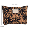 Promotional Custom Personal Logo Label Brown Leopard Cosmetic Bag Toiletry Organizer Travel Make Up Bag Canvas Makeup Pouch