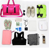 Multi Pockets Two Layers Travel Bag Duffel Fitness Gym Tote Pink Duffle Bag for Women with Shoes Compartment