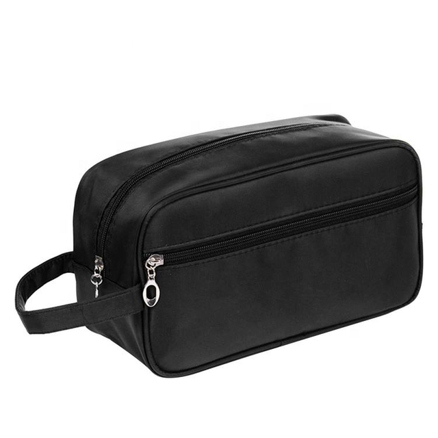 High Quality Men PVC Leather Round Makeup Toiletry Wash Bag