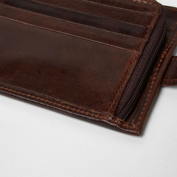 Custom folding men leather wallet in brown with card holder