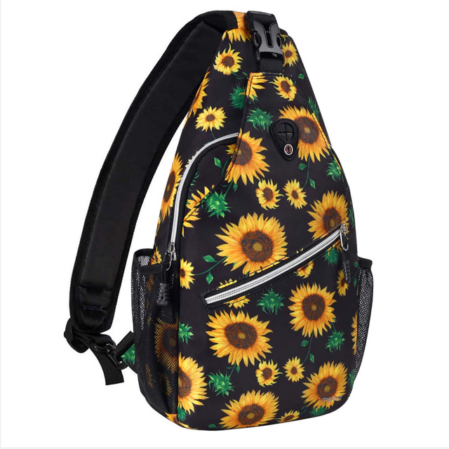 Custom Sling Backpack Travel Hiking Daypack Sunflower Rope Crossbody Shoulder Bag Multipurpose Rucksack for Men Women