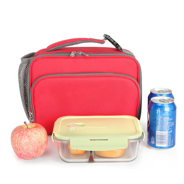 Portable Red Insulated Food Lunch Delivery Bag Custom Logo Children Thermal Cooler Bags For School Student Kids