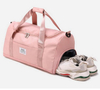 Fashionable Women Sport Duffel Gym Bag Tote Handbag Ladies Luxury Pink Travel Overnight Duffle Bag with Shoes Compartment