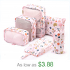 durable full printing lightweight outdoor travel packing cubes set ladies multi-function portable cloth packing cubes organizer