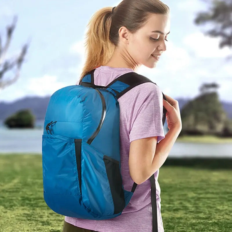 30D Nylon Waterproof Folding Travel Bag Foldable Backpack