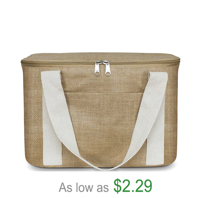 New Design Jute Cooler Bag with Pocket Jute Cooler Lunch Bag Outdoor Picnic Cooler Bag
