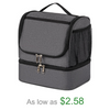 New Wellpromotion Dual Compartment Black Lunch Bag Leakproof Cooler Tote Bags for Men Women Lunch Bag