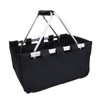 Large Collapsible Market Basket Aluminum Frame Polyester Fabric Fold Reusable Space-Saving Shopping Tote Basket for Beach Picnic