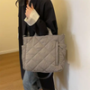 Puffer Tote Bag for Women Large Quilted Puffy Handbag Lightweight Winter down Cotton Padded Trendy Shoulder Purse