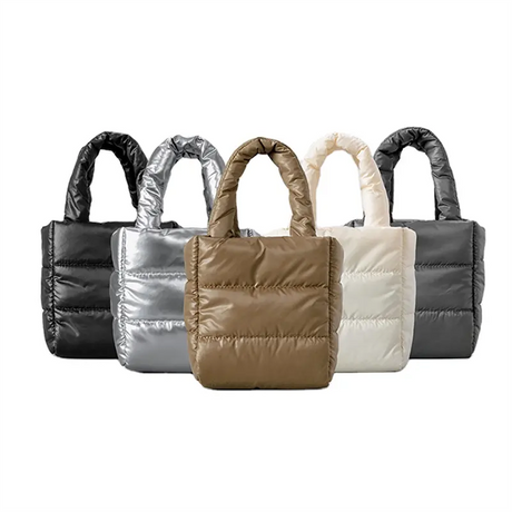 Luxury Convertible Puffer Jacket To Bag Women's Mini Travel Puffy Puffer Tote Bag Padded Quilted Phone Shoulder Bag