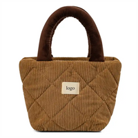 Promotional Small Puffer Tote Bag for Women Corduroy Quilted Puffy Bag