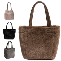 Furry Fluffy Plush Bag Shoulder Handbag Crossbody Tote Purse with Zipper for Women Fall Winter