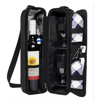 New Design Custom Wine Tote Bag with Cooler Compartment for Picnic Set Carrying Two Sets of Tableware
