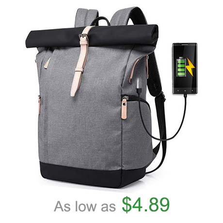 Custom Antitheft Large Rolltop School Backpack Bags for Men Women Waterproof 15.6 Inch Laptop Daypack School Bag with Usb Port