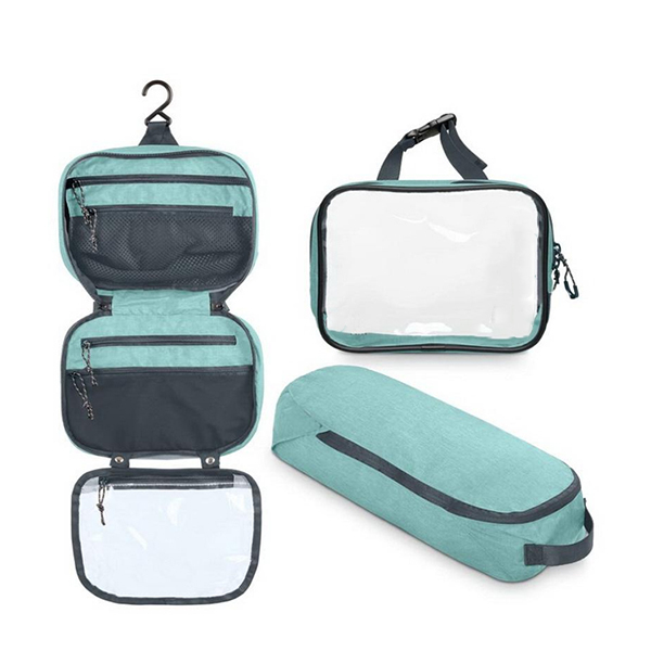 Custom Collapsible Men Hanging Travel Toiletry Bags Water Resistant Women Makeup Cosmetic with Clear PVC Pouch