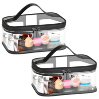 2 Pieces Clear Makeup Bags Cosmetic Toiletry Bags for Traveling Waterproof Travel Transparent TSA Approved Carry On Airport Airline Compliant Bag