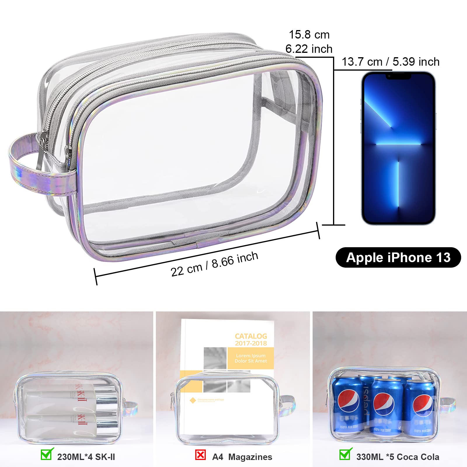 2 Layer Clear Cosmetic Bag Wholesale Product Details