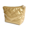 Promotional Zippered Lipsticks Pouch Soft PU Travel Toiletry Cosmetic Bag Daily Luxury Metallic Gold Quilted Makeup Bag