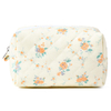 Floral Makeup Bag Quilted Cosmetic Bag Puffy Makeup Pouch Cute Travel Toiletry Bag Organizer Cotton Makeup Brushes Storage Bag for Women