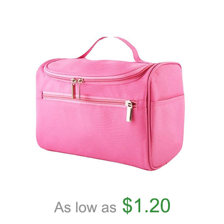 Pink durable portable designer high quality polyester make up bags travel large makeup toiletry cosmetic bag for men