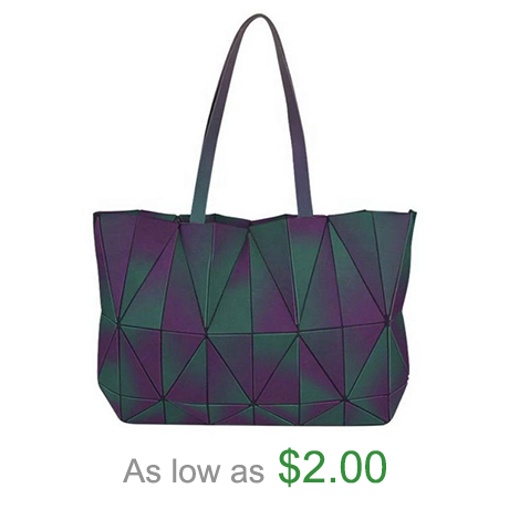 Ready To Ship Holographic Women Geometric Luminous Lattice Handbag Bag Reflective Fold Shoulder Tote Bag