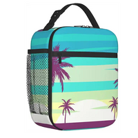 Beach And Palm Trees Lunch Bag Reusable Lunch Box Insulated Leak Proof Lunch Tote with Portable for Women Men Tote Bag