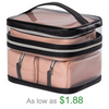 Double Deck 4pcs Clear PVC Bag Travel Organizer Set With Zipper for Cosmetics Pouch Women PU Leather Toiletry Makeup Bag