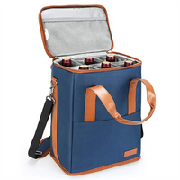 Custom Recycled Rpet Wine Cooler Bags Insulated 6 Bottle Wine Cooler Tote Bag Travel Padded Wine Carrying Cooler Tote Bag