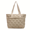 Puffer Quilted Tote Bag For Women Embroidery Shoulder Bag Fashion Soft Padded Handbag