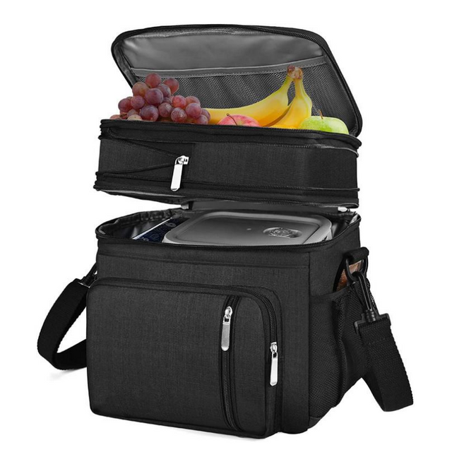 Double Deck Large Capacity Cooler Tote Bag Leakproof Two Layers Lunch Cooler Bag Compression Ice Bag Wholesale Custom Logo