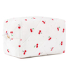 Floral Makeup Bag Quilted Cosmetic Bag Puffy Makeup Pouch Cute Travel Toiletry Bag Organizer Cotton Makeup Brushes Storage Bag for Women