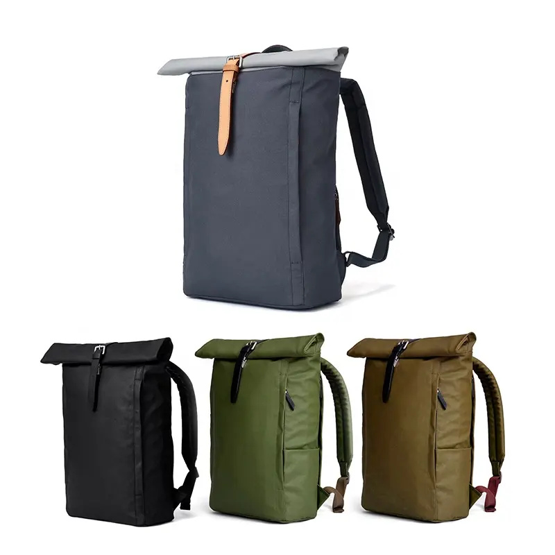 WellPromotion Custom Hot Sale Design Men Multi-Pocket Large Capacity Recycled RPET Plastic Outdoor Sports Roll Top Backpack