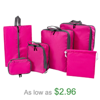 Customize 6 Set Compressing Packing Cubes Set for Travel Lightweight Nylon Luggage Organizer with Shoe Bag
