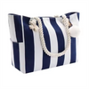 Manufacturer Navy Blue Stripe Printed Thick Large Canvas Tote Bag for Shopping Big Capacity Tote Canvas Bag with Rope Handle
