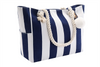 Custom Printing Blue Striped Family Picnic Pool Beach Bag Sand Large Canvas Beach Tote Bags Wholesale 