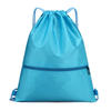 Custom Logo Waterproof Drawstring Backpack with Zipper Pocket Large String Bags for Gym Sports