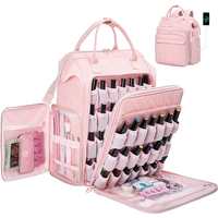 Professional Nail Polish Organizer Bag Multifunctional Travel Backpack with USB Charging Port for Nail Techs Supplies