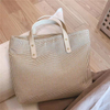wholesale large cotton tote bag for women casual handbag tote bag with leather handle