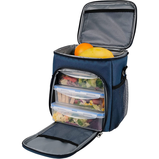Adjustable And Removable Shoulder Strap Double Compartment Insulated Refrigerated Men's Lunch Cooler Bag