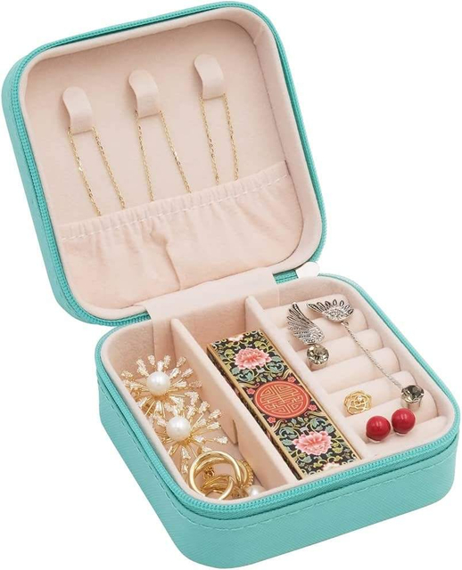Amazon's Hot Sells Mini Leather Velvet Jewellery Storage Case Travel Organizer Custom Jewelry Bag Packaging Luxury Box with Logo